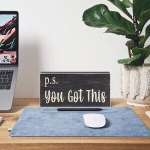 Motivational‎ Home Office Desk Black Decor Farmhouse Wooden Box Sign Gift